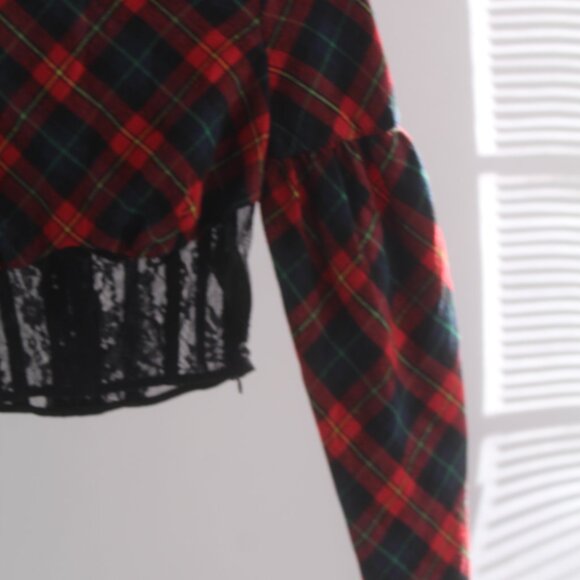 Asos Cropped Plaid Corset Top Size 6 - New - Picture 4 of 9